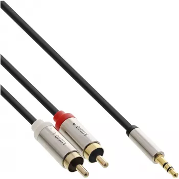 Garso laidas 3,5 mm kištukas – 2x RCA kištukai InLine Basic plonas S-99241
