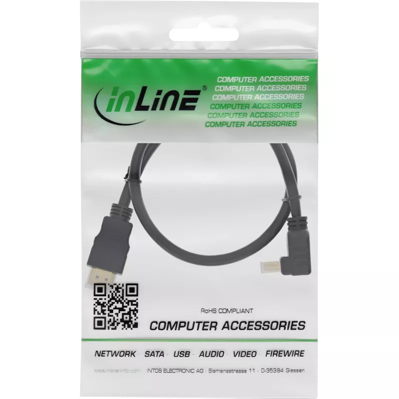 InLine High Speed HDMI kabelis su eternetu, kampinis, 3 m