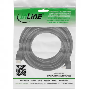 InLine High Speed HDMI laidas su Ethernet, kampuotas, 7,5 m