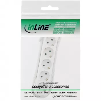 InLine kištukinis lizdas, 5 lizdų įžemintas CEE 7/3, baltas, 1,5 m