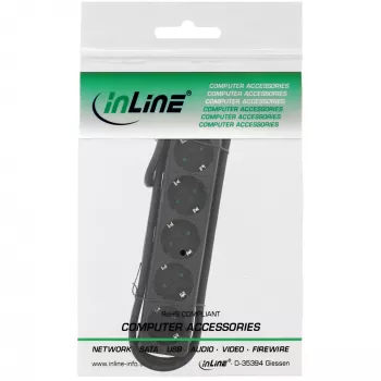 InLine kištukinis lizdas, 5 lizdų, su įžeminimo kontaktu CEE 7/3, juodas, 1,5 m