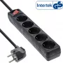 InLine lizdų juosta, 5 lizdai su įžeminimo kontaktu CEE 7/3, juoda, 1,5 m