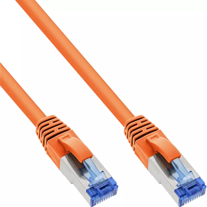 InLine komutacinis kabelis S/FTP PiMF Cat.6A be halogenų 500MHz oranžinis 0,3m