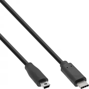 InLine USB 2.0 laidas, USB-C kištukas / mini-B kištukas (5 kontaktai), juodas, 1,5 m