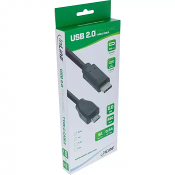 InLine USB 2.0 laidas, USB-C kištukas / Micro-B kištukas, juodas, 2 m