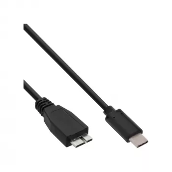 USB 3.2 Gen.1x2 kabelis InLine 35726 0,5 m USB-C patinas į Micro-B kištukas juodas