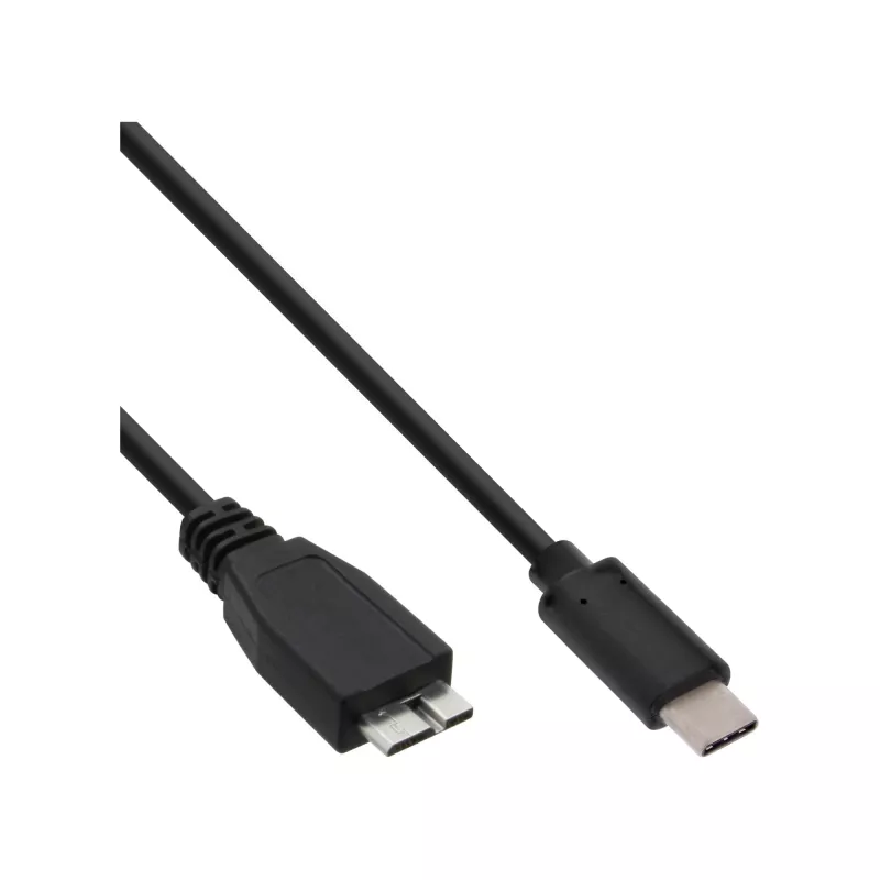 USB 3.2 Gen.1x2 kabelis InLine 35726 0,5 m USB-C patinas į Micro-B kištukas juodas