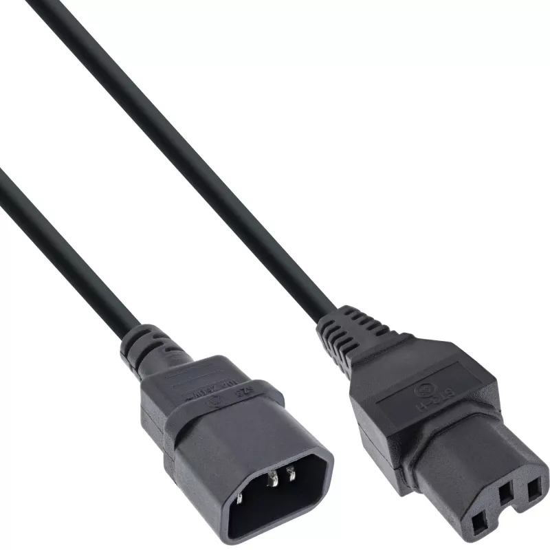 InLine maitinimo laido ilgintuvas, karščiui atsparios jungtys IEC-C15/IEC-C14 tiesus, 0,5 m