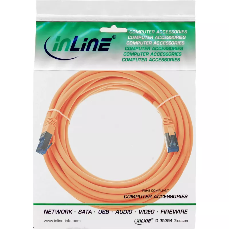 InLine komutacinis kabelis S/FTP PiMF Cat.6A be halogenų 500MHz oranžinis 20m