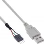 InLine USB 2.0 adapterio laidas USB Type A kištukas / Pin Header kištukas, 0,40 m