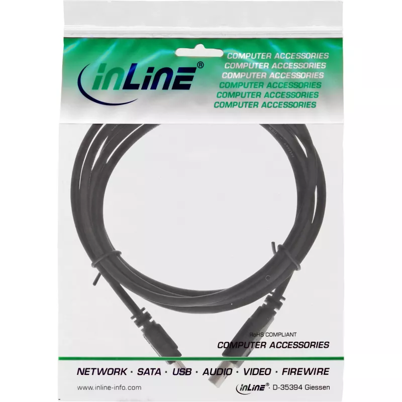 InLine USB 2.0 Mini laidas USB A kištukas / Mini B kištukas, 5 kontaktų, juodas, 1 m