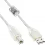 USB 2.0 laidas Type A kištukas / B kištukas permatomas feritinis šerdis 0,5m InLine 34505