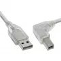 InLine USB 2.0 laidas, stačiu kampu, A tipo kištukas / B tipo kištukas, permatomas, 2 m