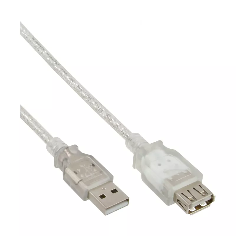 USB 2.0 prailginimo kabelis Type A V/K InLine 34605 5m skaidrus