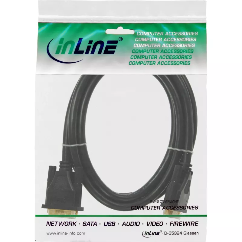 InLine Premium DVI-D kabelis 24+1 kištukas / kištukas Dual Link paauksuotais kontaktais 10 m