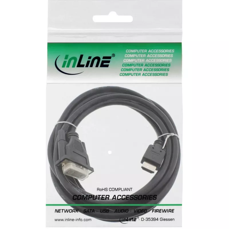 InLine HDMI-DVI laidas HDMI kištukas / DVI kištukas 18+1 juodas 3 m