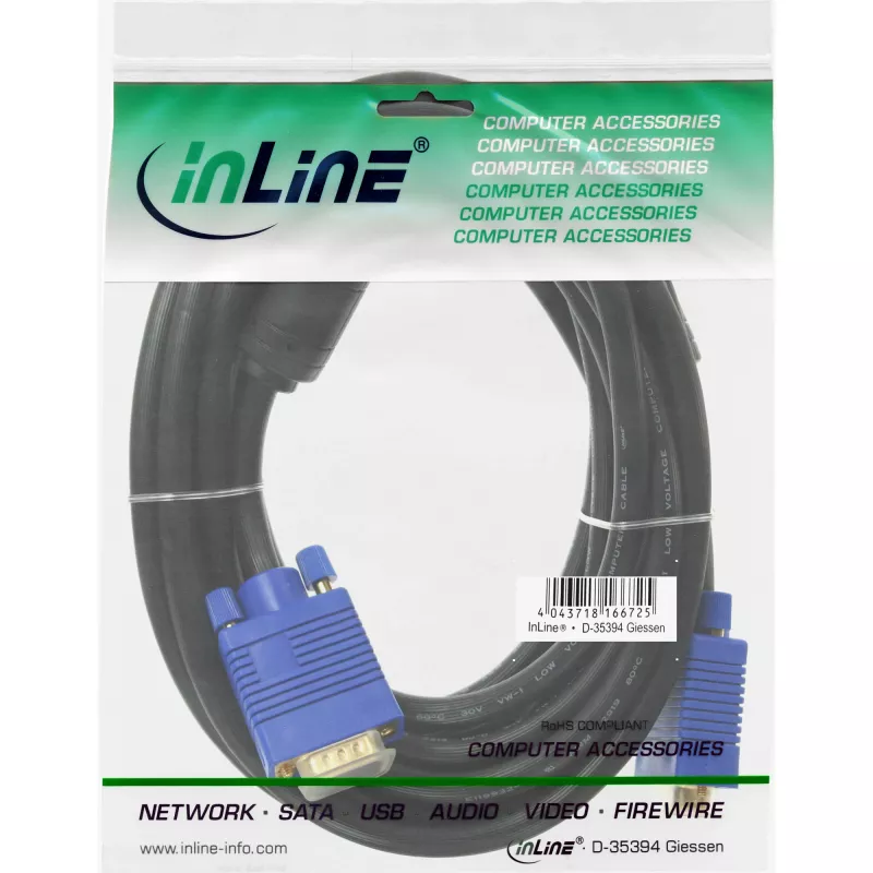 InLine S-VGA kabelis Premium 15HD kištukas / kištukas juodas 1 m