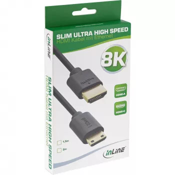 InLine plonas Ultra High Speed HDMI kabelis AM/CM 8K4K auksuotas juodas 1.5 m