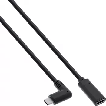 USB 3.2 Gen.1x2 laidas InLine 35782 USB-C kištukas kampinis / lizdas juodas 2m