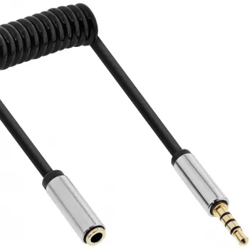 InLine plonas Audio spiralinis laidas 3,5 mm kištukas / lizdas, 4 kontaktų, stereofoninis, 2 m