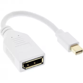 InLine Mini DisplayPort kištukas į DisplayPort lizdą kabelis, 4K2K, baltas, 0,15 m