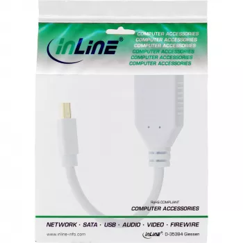 InLine Mini DisplayPort kištukas į DisplayPort lizdą kabelis, 4K2K, baltas, 0,15 m