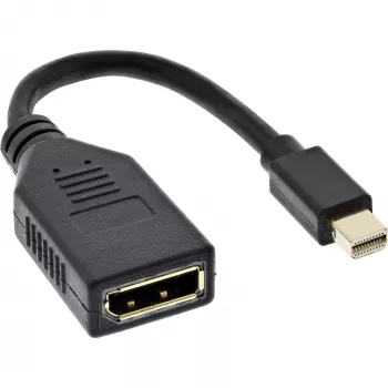 InLine adapterio kabelis Mini DP kištukas į DisplayPort lizdą, 4K2K, juodas, 0,15 m