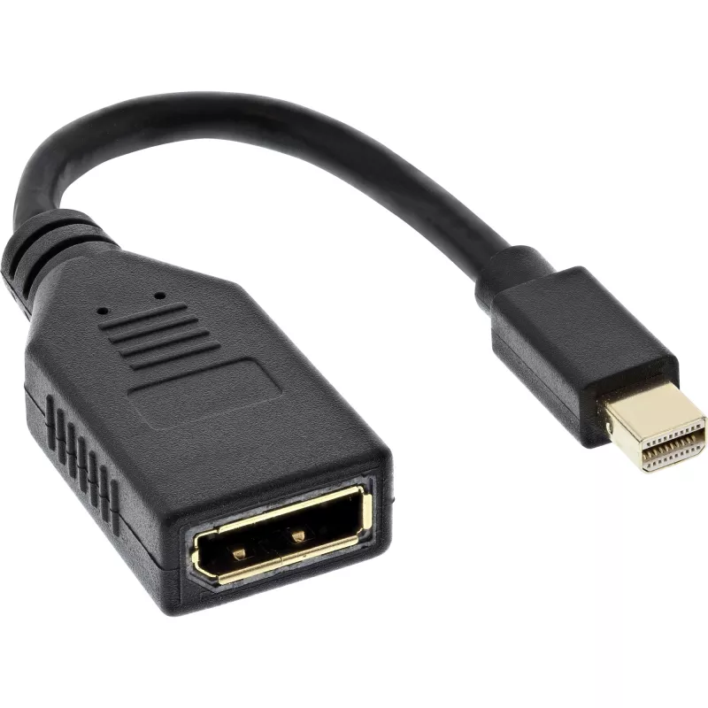 InLine adapterio kabelis Mini DP kištukas į DisplayPort lizdą, 4K2K, juodas, 0,15 m