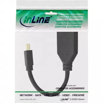 InLine adapterio kabelis Mini DP kištukas į DisplayPort lizdą, 4K2K, juodas, 0,15 m