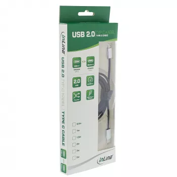 InLine USB 2.0 kabelis, USB-C kištukas / Micro-B kištukas, juodas/aliu, lankstus, 1,5 m