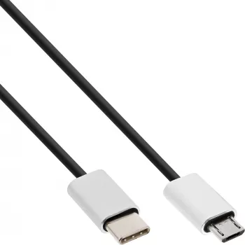 InLine USB 2.0 laidas, USB-C kištukas / Micro-B kištukas, juoda/alu, lankstus, 0,5 m
