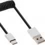 „InLine“ USB 2.0 spiralinis laidas, USB-C kištukas / USB-A kištukas, juodas/aliuminis, lankstus, 2 m