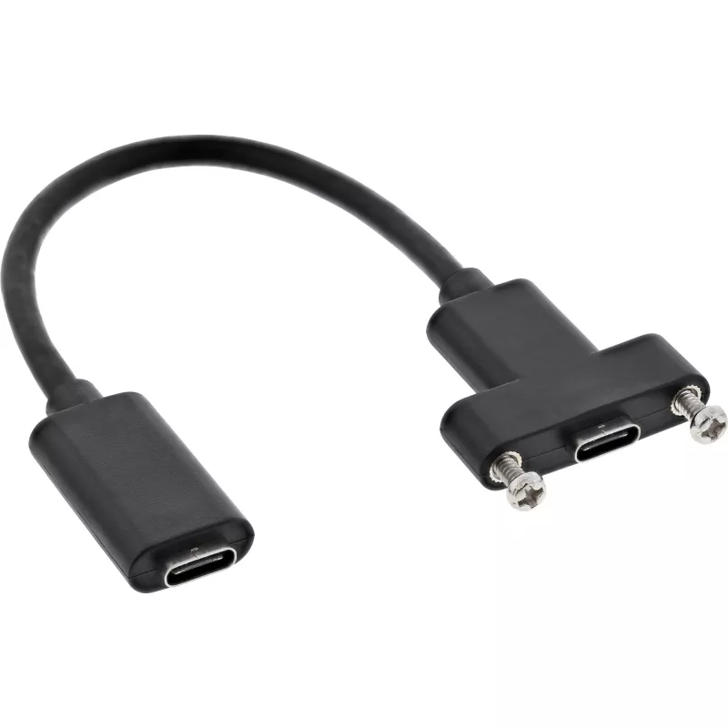 InLine USB 3.2 C jungtis–jungtis su flanšu kabelis, juodas, 0,20 m