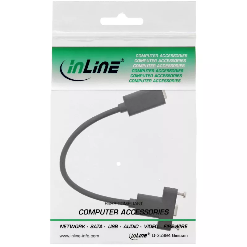 InLine USB 3.2 C jungtis–jungtis su flanšu kabelis, juodas, 0,20 m