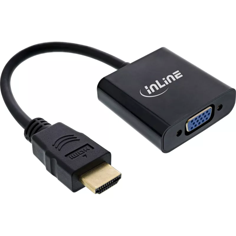 InLine keitiklio laidas HDMI į VGA su garsu, aktyvus vaizdo keitiklis, juodas