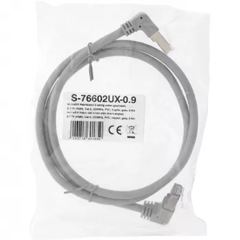 Tinklo kabelis InLine® S-76602U-0.9 kampinė jungtis Cat.6 0,9 m pilka