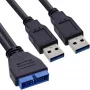 InLine USB 3.0 Premium adapterio kabelis 2x USB A kištukas / pagrindinės plokštės vidinė jungtis, 0,40 m