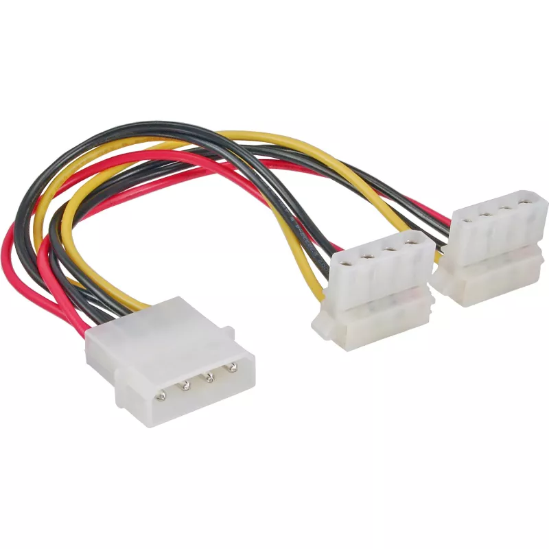 InLine vidinis maitinimo Y laidas 1x 4 kontaktų Molex / 2x 4 kontaktų Molex kampuotas 0,15 m