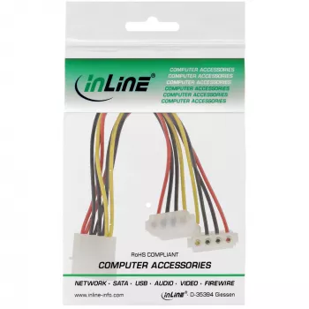 InLine vidinis maitinimo Y laidas 1x 4 kontaktų Molex / 2x 4 kontaktų Molex kampuotas 0,15 m