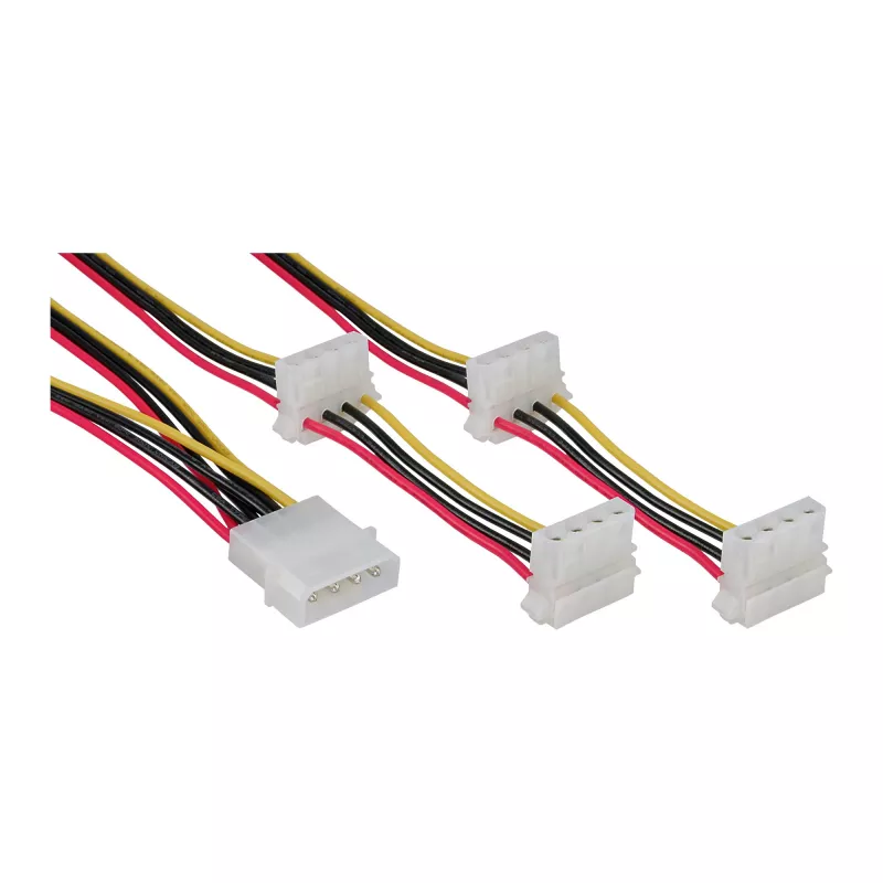 Vidinis maitinimo kabelis InLine 29654A 1x 4 kontaktų Molex / 4x 4 kontaktų Molex 1 m