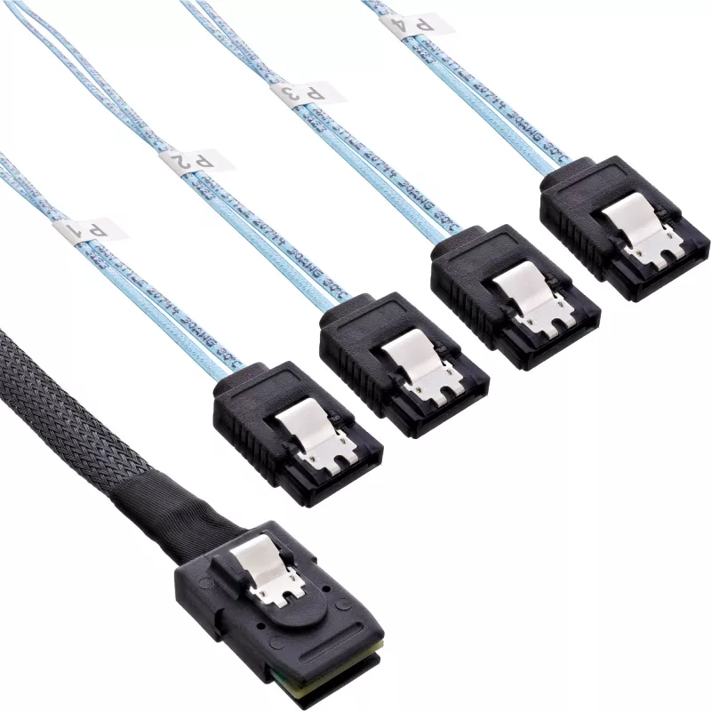 InLine SAS jungiamasis kabelis Mini SAS SFF8087 į 4x SATA kryžminis OCF 1 m