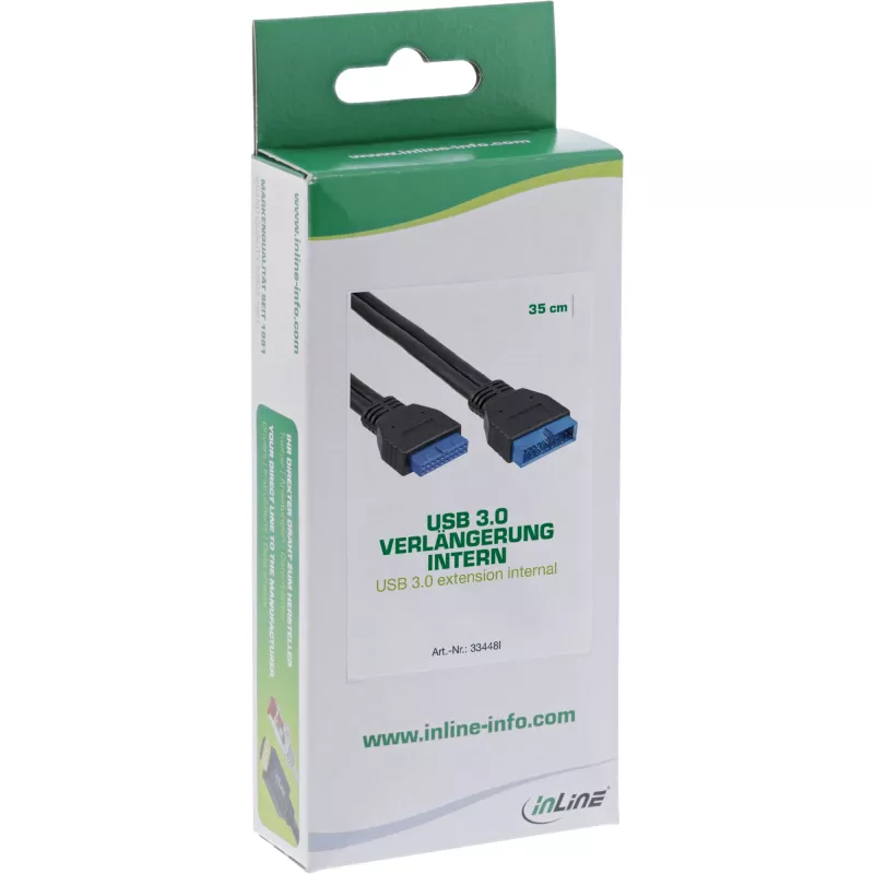 InLine USB 3.0 prailginimas vidinis antraštės kištukas/lizdas 0,35 m 33448I