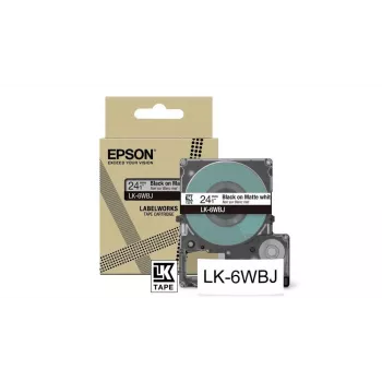 Etikečių spausdintuvo juosta Epson LK-6WBJ juoda balta terminio perkėlimo 2,4 cm