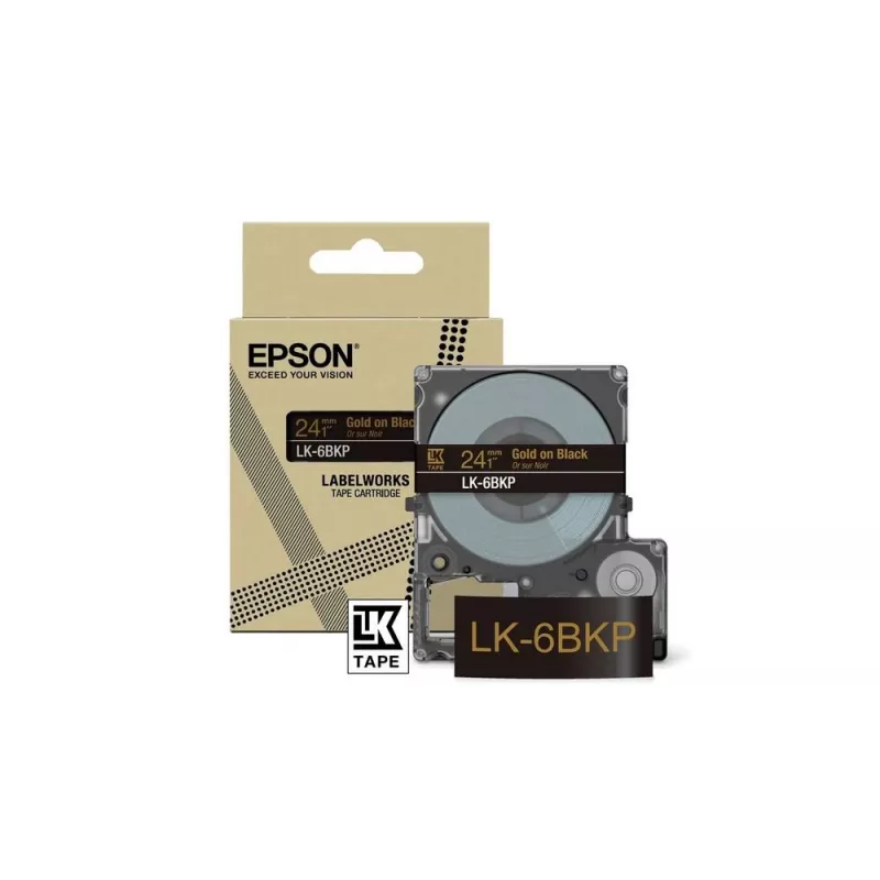 Etikečių juostelė Epson LK-6BKP juoda auksinė 2,4 cm termotransferinė