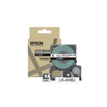 Lipdukų juosta Epson LK-4WBJ juoda balta terminio perdavimo 1.2 cm