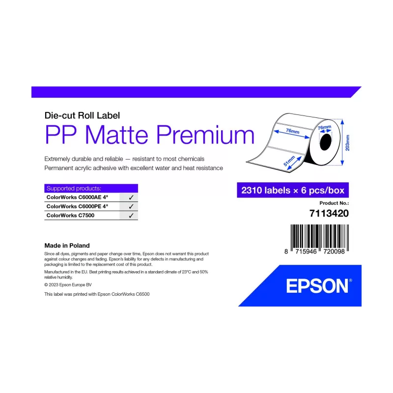 Epson 7113420 spausdintuvo etiketė Balta Lipni spausdintuvo etiketė
