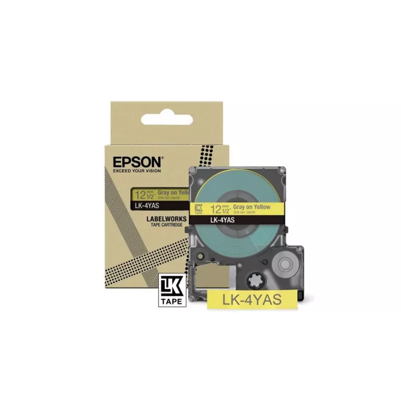 Etikečių juosta Epson LK-4YAS Pilka Geltona Terminio Perkėlimo 1,2 cm