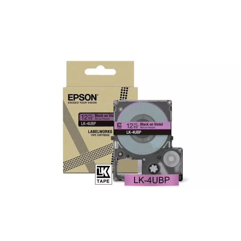 Etikečių juosta Epson LK-4UBP juoda violetinė termotransferinė 1,2 cm