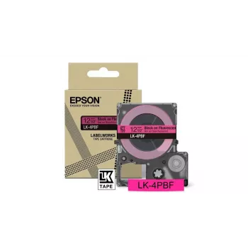 Etikečių juosta Epson LK-4PBF juoda rožinė terminio perkėlimo 1,2 cm