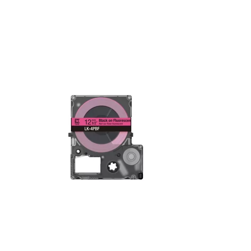 Etikečių juosta Epson LK-4PBF juoda rožinė terminio perkėlimo 1,2 cm